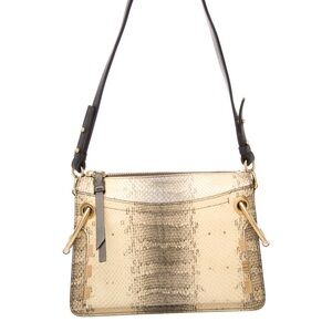Chloe Gold and Black Snakeskin Crossbody Bag